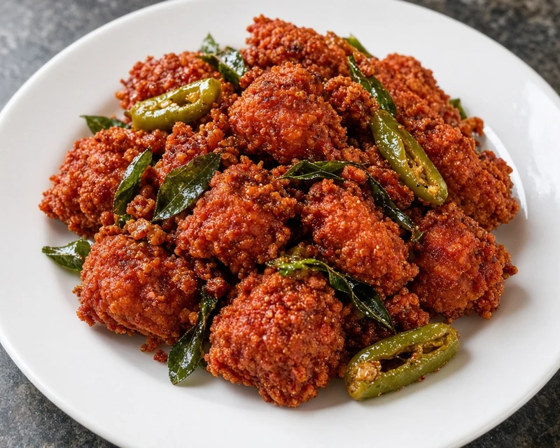 Chicken 65, crispy fried chicken tossed in Darbar spices, from the Indo-Chinese menu at Darbar Restaurant, Saskatoon