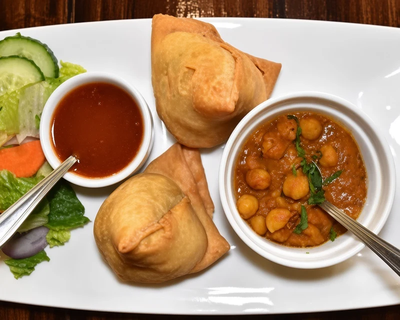 Samosas, savory pastries filled with potatoes, peas and spices, at Darbar Restaurant Warman