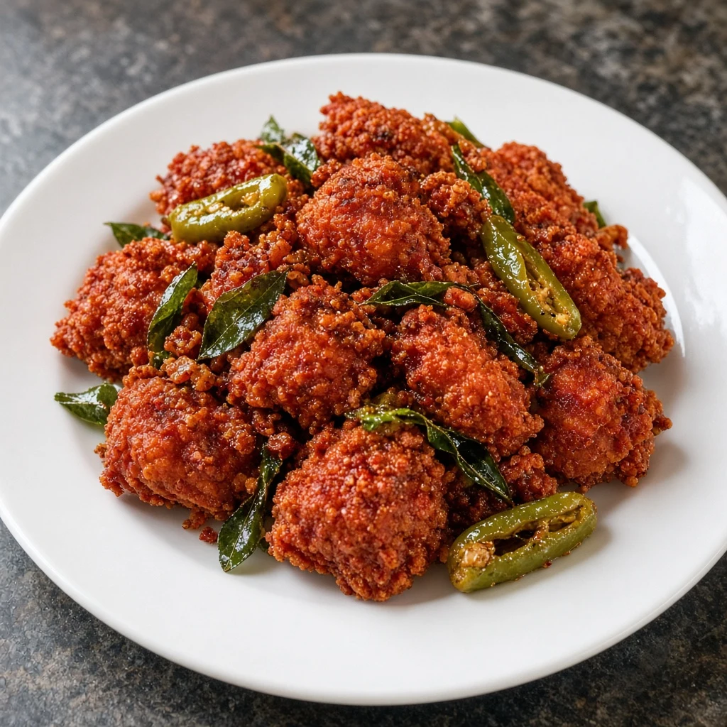 Chicken 65, crispy fried chicken tossed in Darbar spices, Indo-Chinese style at Darbar Restaurant, downtown Saskatoon