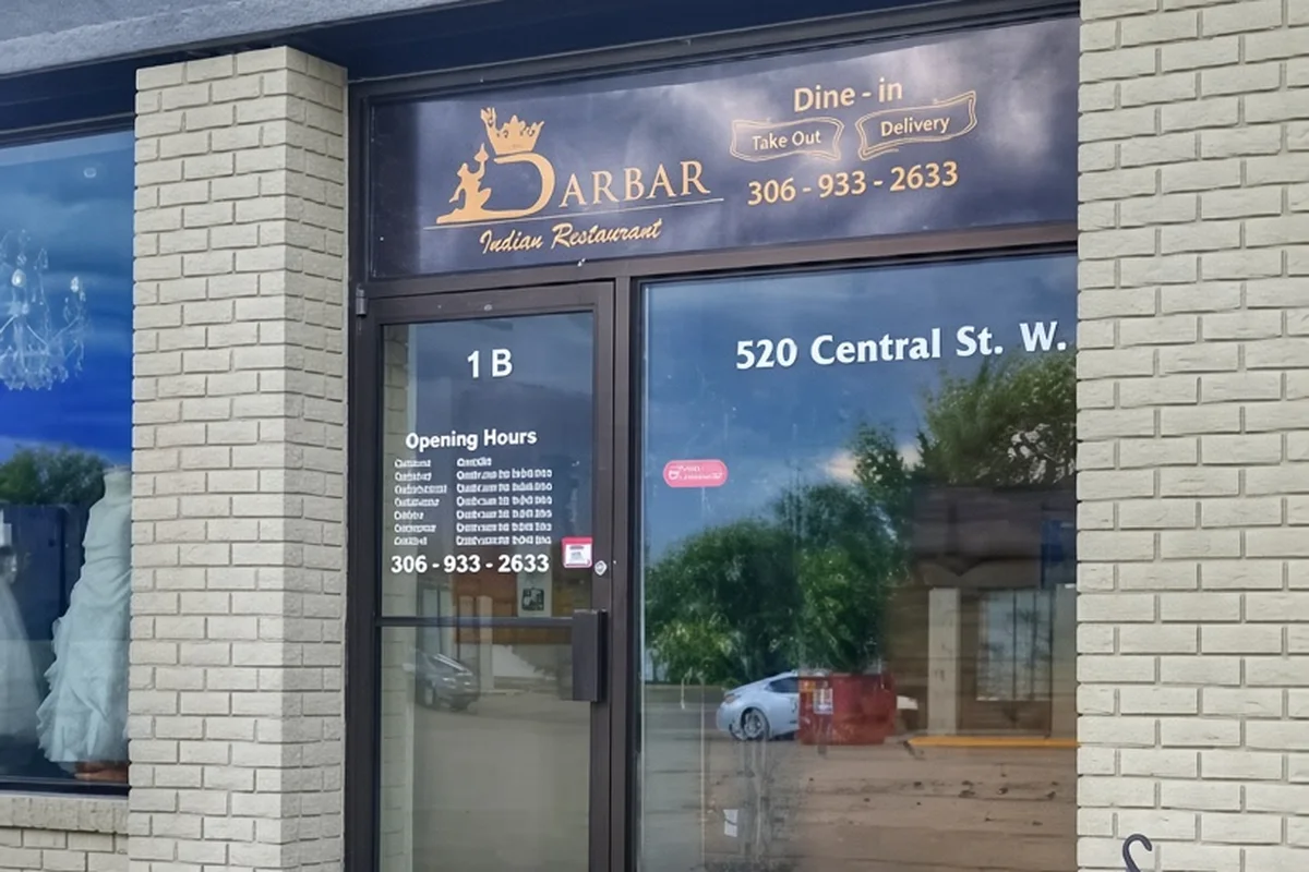 Storefront of Darbar Restaurant Warman at 520 Central St, Unit 1B, Warman, SK